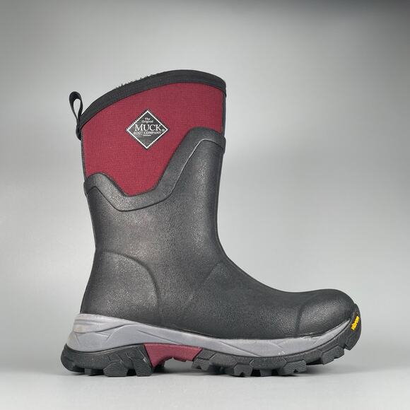 Original Muck Boot Women’s 6 Black Red Mid Waterproof Work Rain Winter Boots EUC - Picture 5 of 7